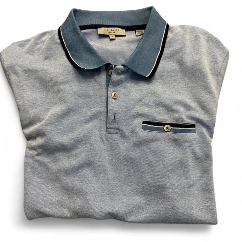 Ted Baker Men's Blue Polo Shirt Size XL (5) - Picture 3 of 5